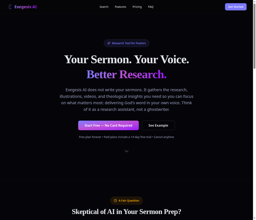 Exegesis AI — research platform for pastors
